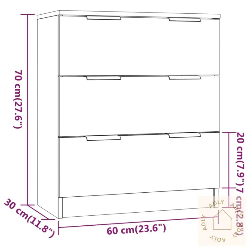 Sidebord Svart 60X30X70 Cm Konstruert Tre