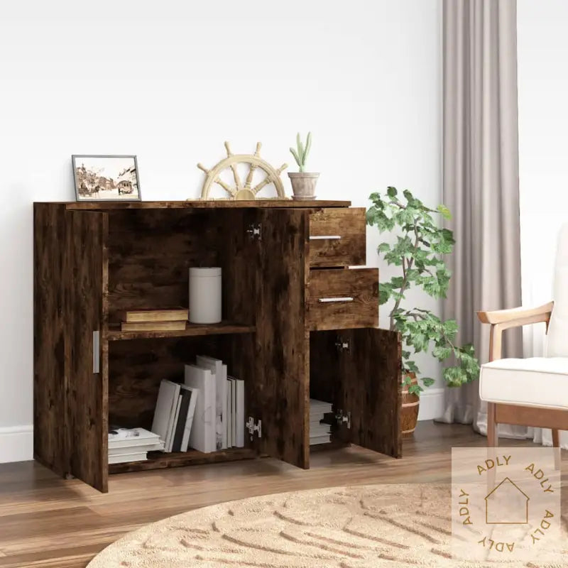 Skjenk Røkt Eik 91X29,5X75 Cm Konstruert Tre