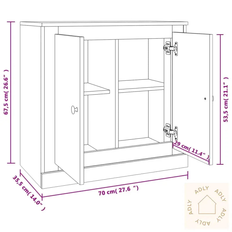 Skjenk Røkt Eik 70X35,5X67,5 Cm Konstruert Tre