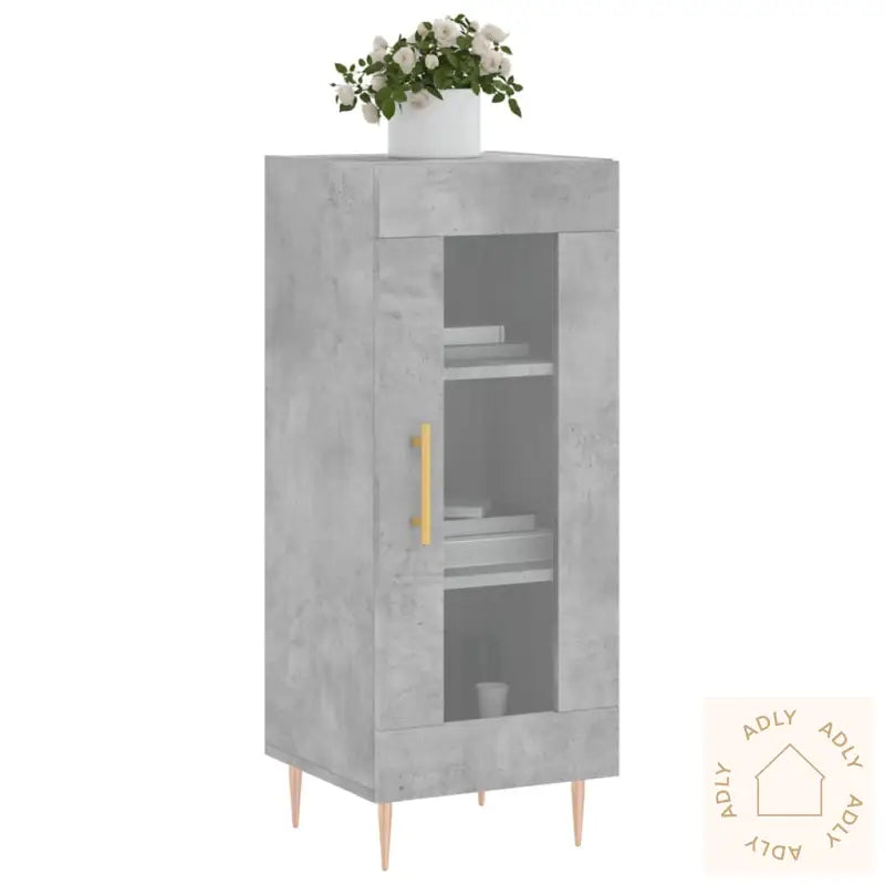 Skjenk Betonggrå 34,5X34X90 Cm Konstruert Tre