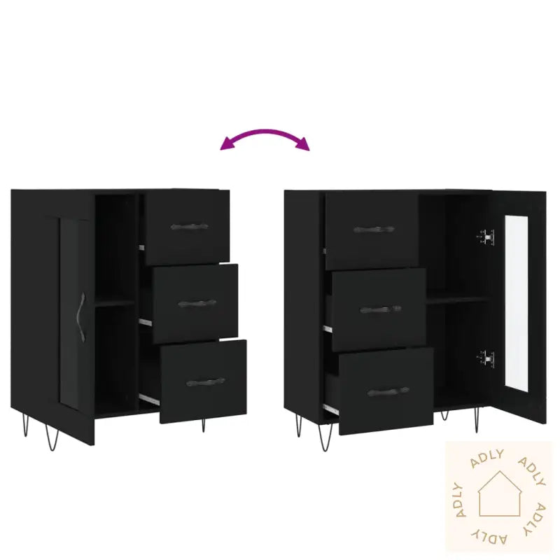 Skjenk Svart 69,5X34X90 Cm Konstruert Tre