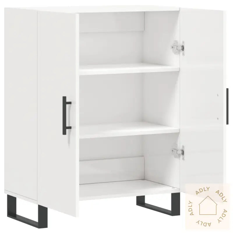 Skjenk Høyglans Hvit 69,5X34X90 Cm Konstruert Tre