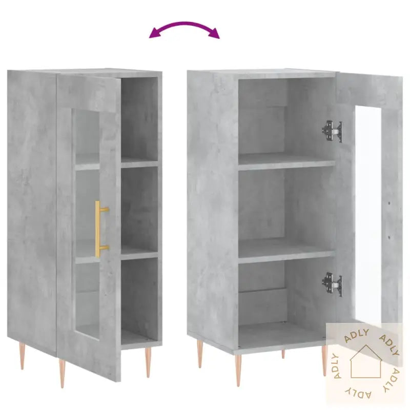 Skjenk Betonggrå 34,5X34X90 Cm Konstruert Tre