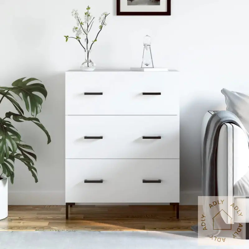 Skjenk Hvit 69,5X34X90 Cm Konstruert Tre