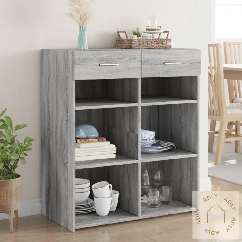 Skjenk Grå Sonoma Eik 80X42,5X93 Cm Konstruert Tre