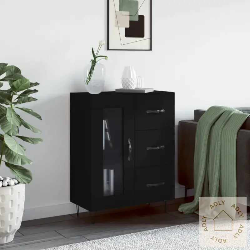 Skjenk Svart 69,5X34X90 Cm Konstruert Tre