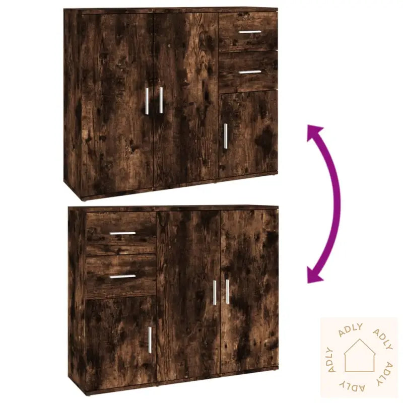 Skjenk Røkt Eik 91X29,5X75 Cm Konstruert Tre