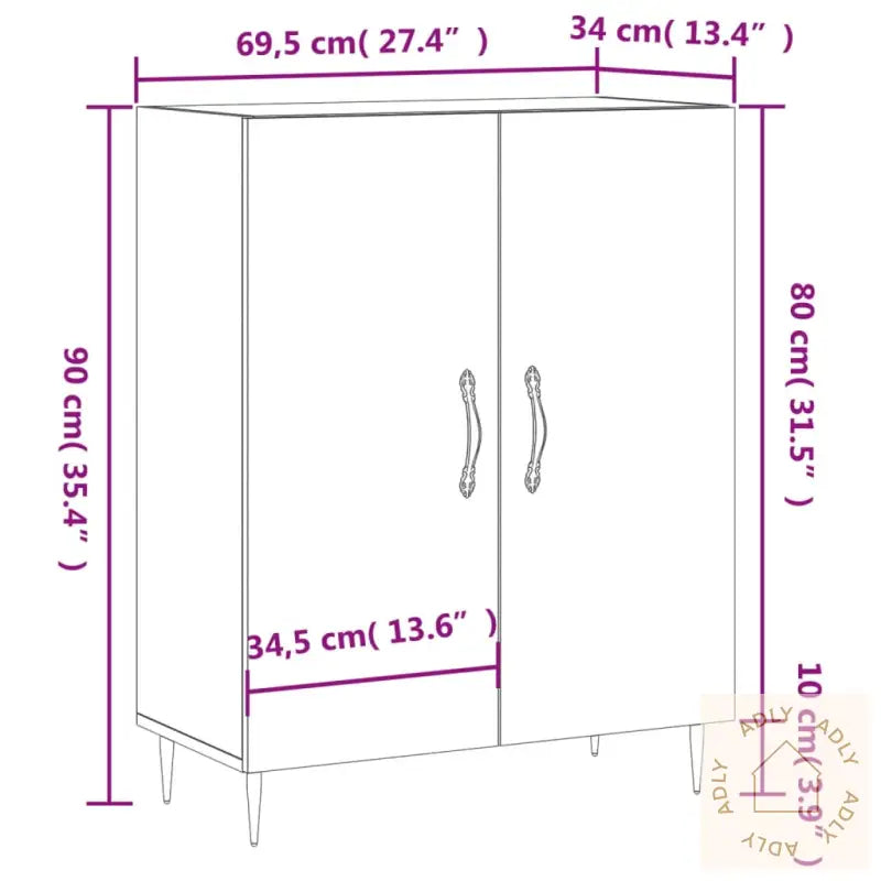 Skjenk Betonggrå 69,5X34X90 Cm Konstruert Tre