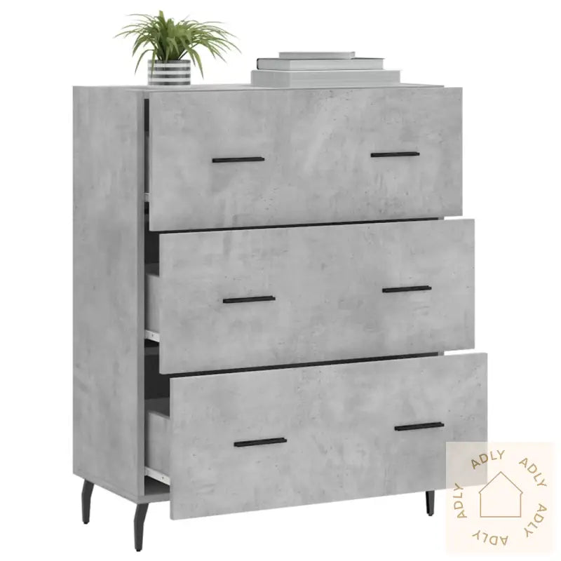 Skjenk Betonggrå 69,5X34X90 Cm Konstruert Tre