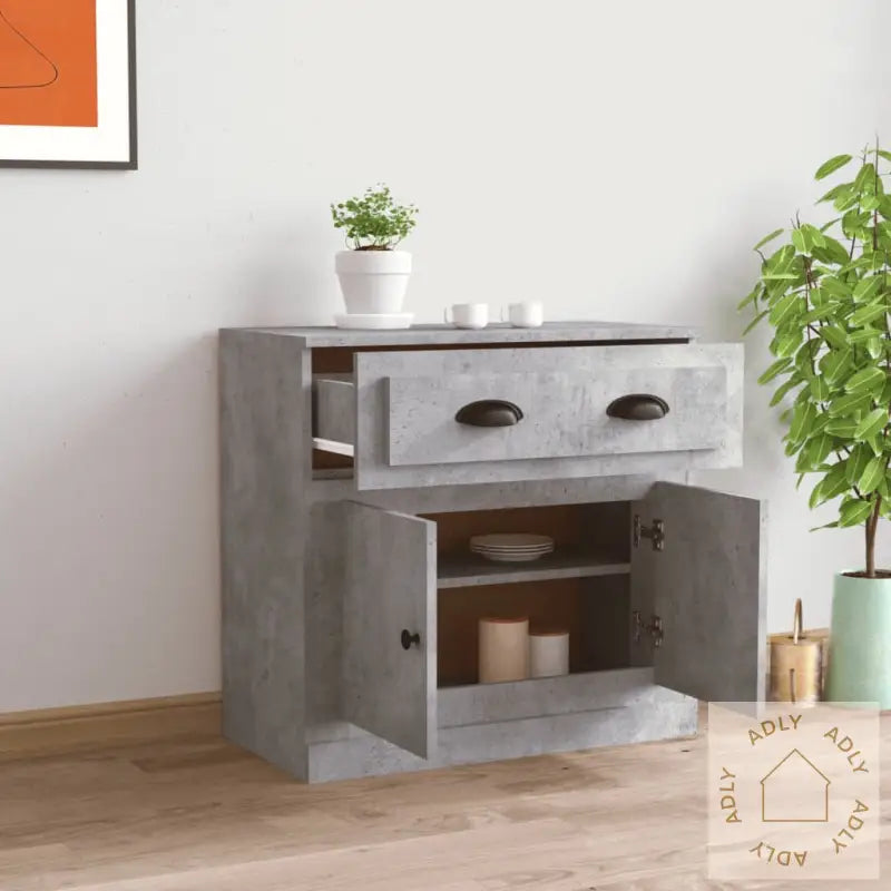 Skjenk Betonggrå 70X35,5X67,5 Cm Konstruert Tre