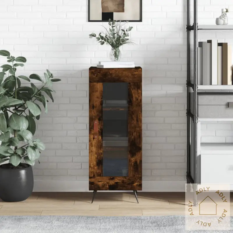 Skjenk Røkt Eik 34,5X34X90 Cm Konstruert Tre