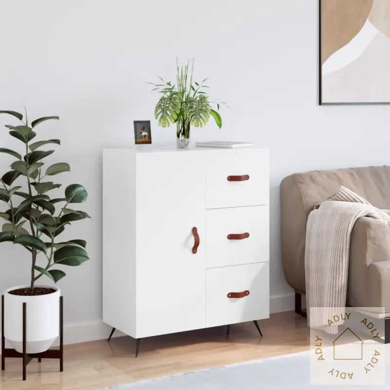 Skjenk Hvit 69,5X34X90 Cm Konstruert Tre