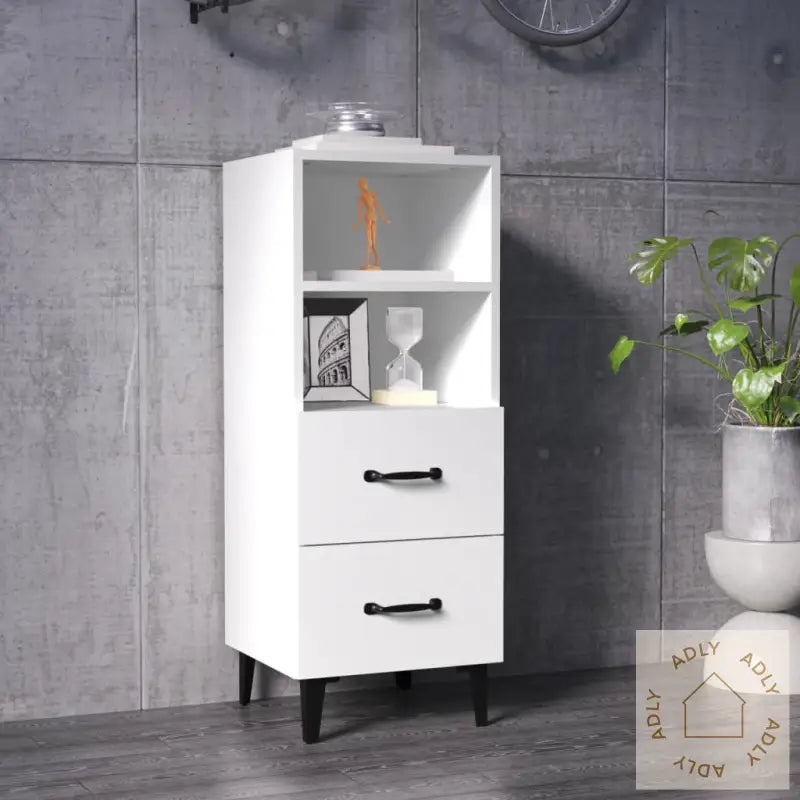 Skjenk Hvit 34,5X34X90 Cm Konstruert Tre