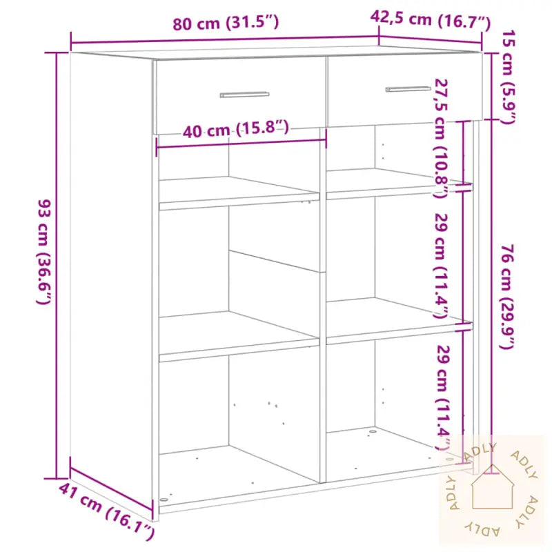 Skjenk Hvit 80X42,5X93 Cm Konstruert Tre