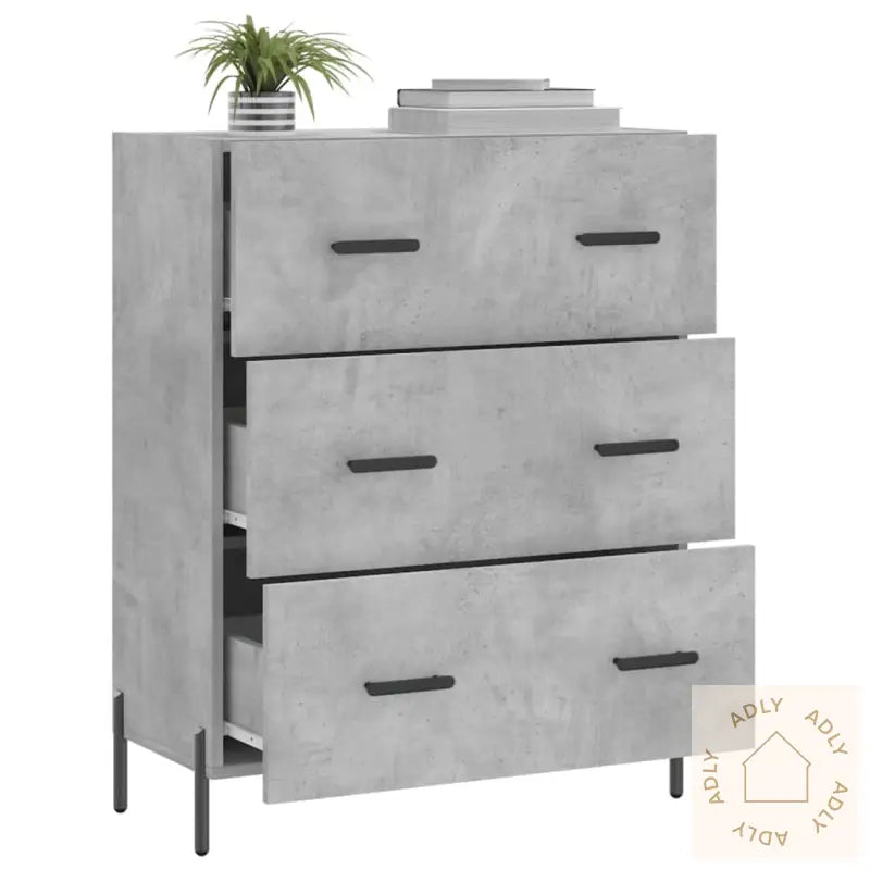 Skjenk Betonggrå 69,5X34X90 Cm Konstruert Tre