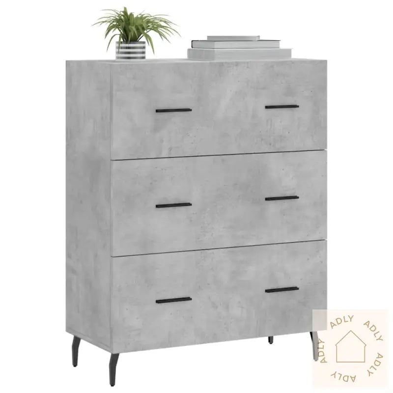Skjenk Betonggrå 69,5X34X90 Cm Konstruert Tre