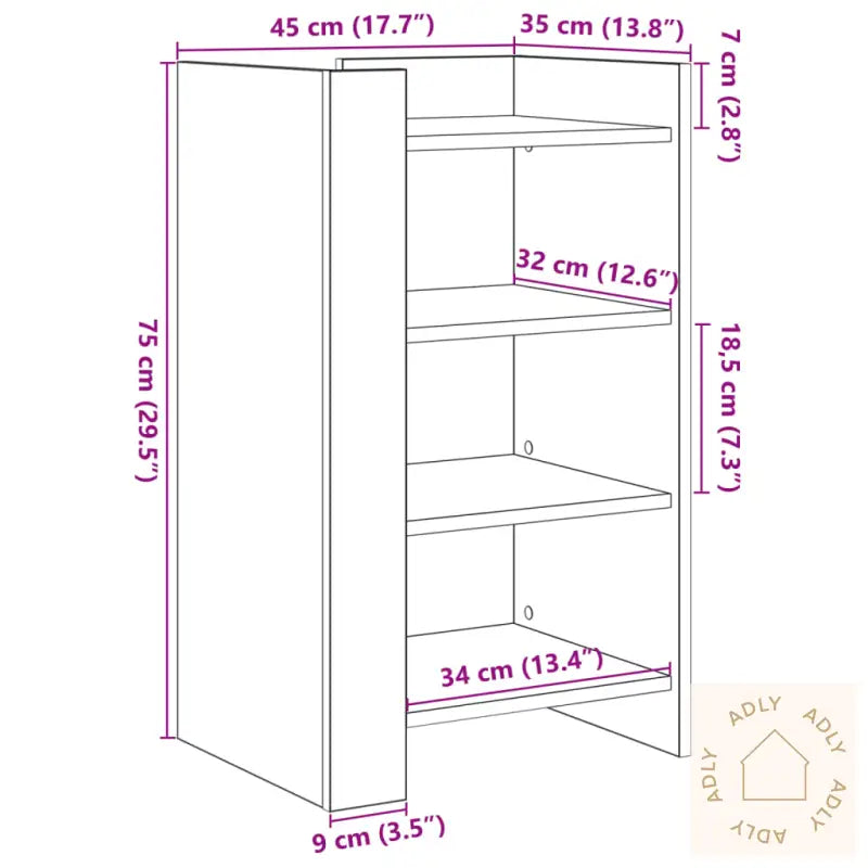 Skjenk Hvit 45X35X75 Cm Konstruert Tre