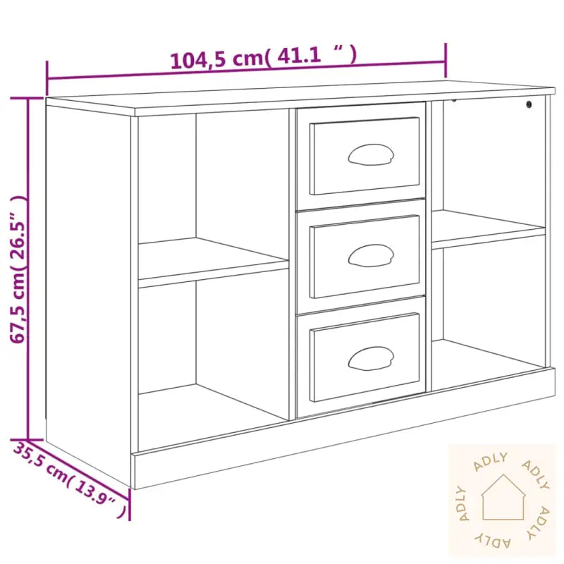 Skjenk Betonggrå 104,5X35,5X67,5 Cm Konstruert Tre