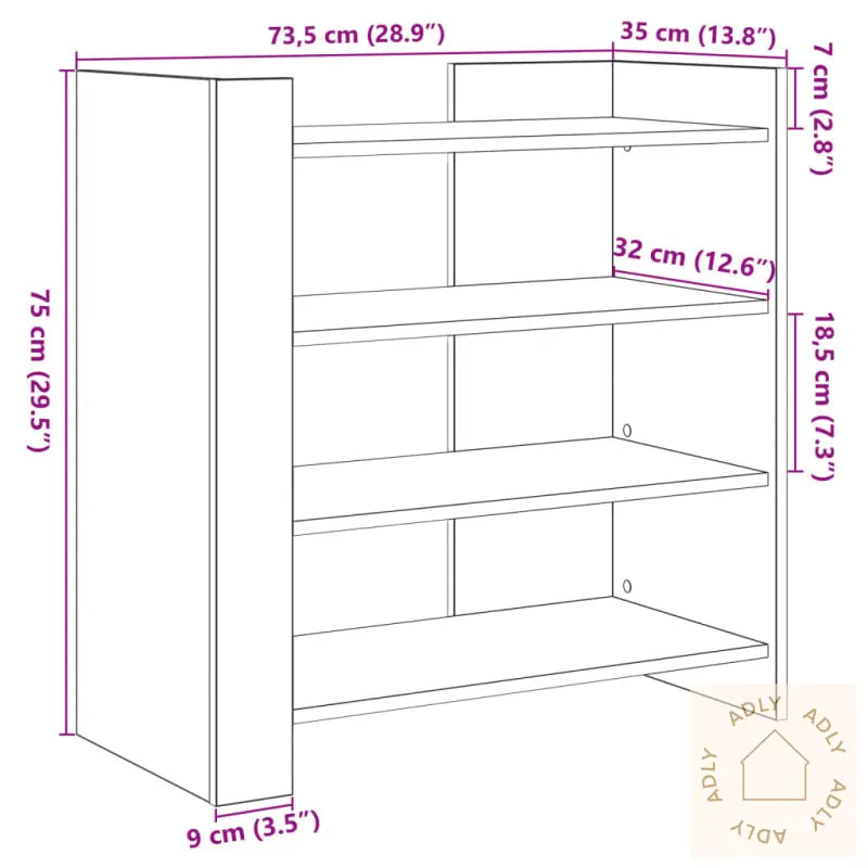 Skjenk Grå Sonoma 73,5X35X75 Cm Konstruert Tre