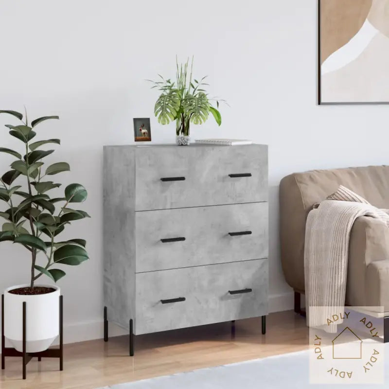 Skjenk Betonggrå 69,5X34X90 Cm Konstruert Tre