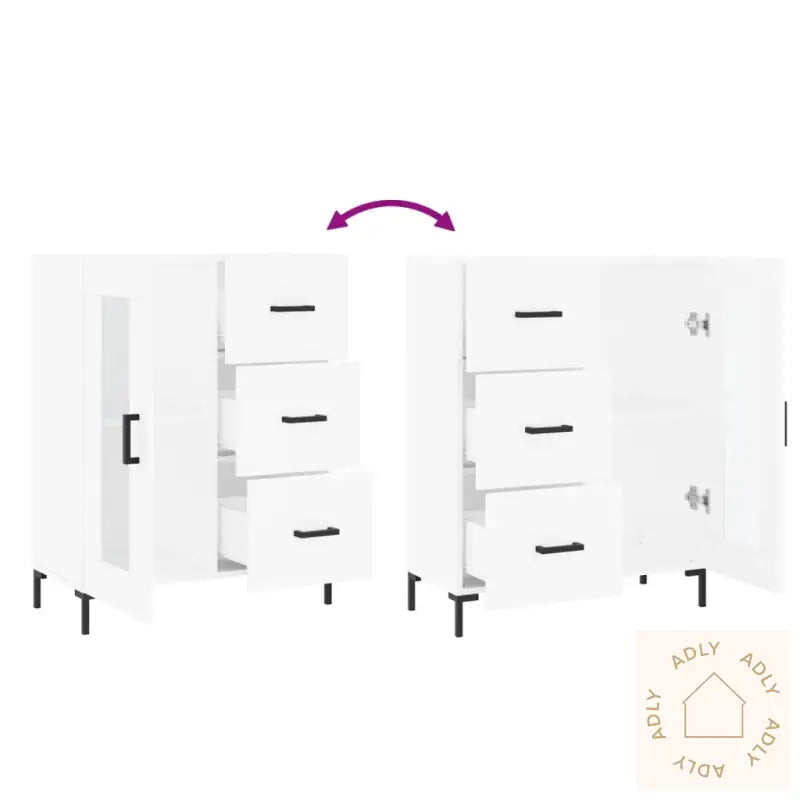 Skjenk Hvit 69,5X34X90 Cm Konstruert Tre