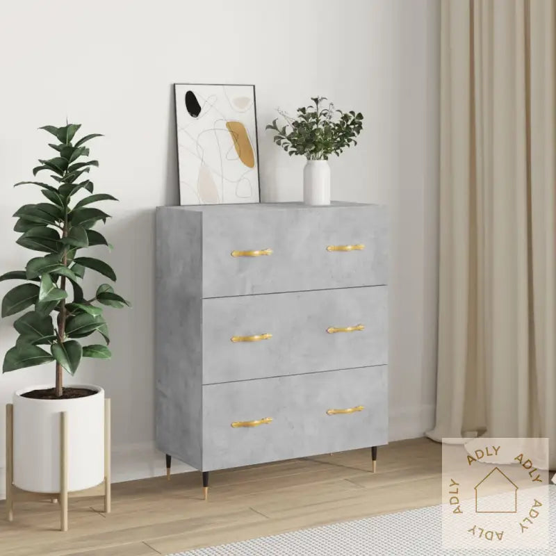 Skjenk Betonggrå 69,5X34X90 Cm Konstruert Tre
