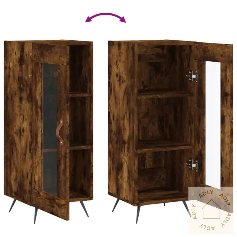 Skjenk Røkt Eik 34,5X34X90 Cm Konstruert Tre