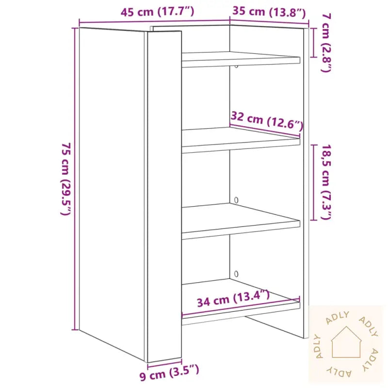 Skjenk Grå Sonoma 45X35X75 Cm Konstruert Tre