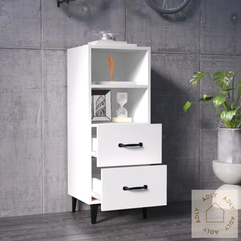 Skjenk Hvit 34,5X34X90 Cm Konstruert Tre