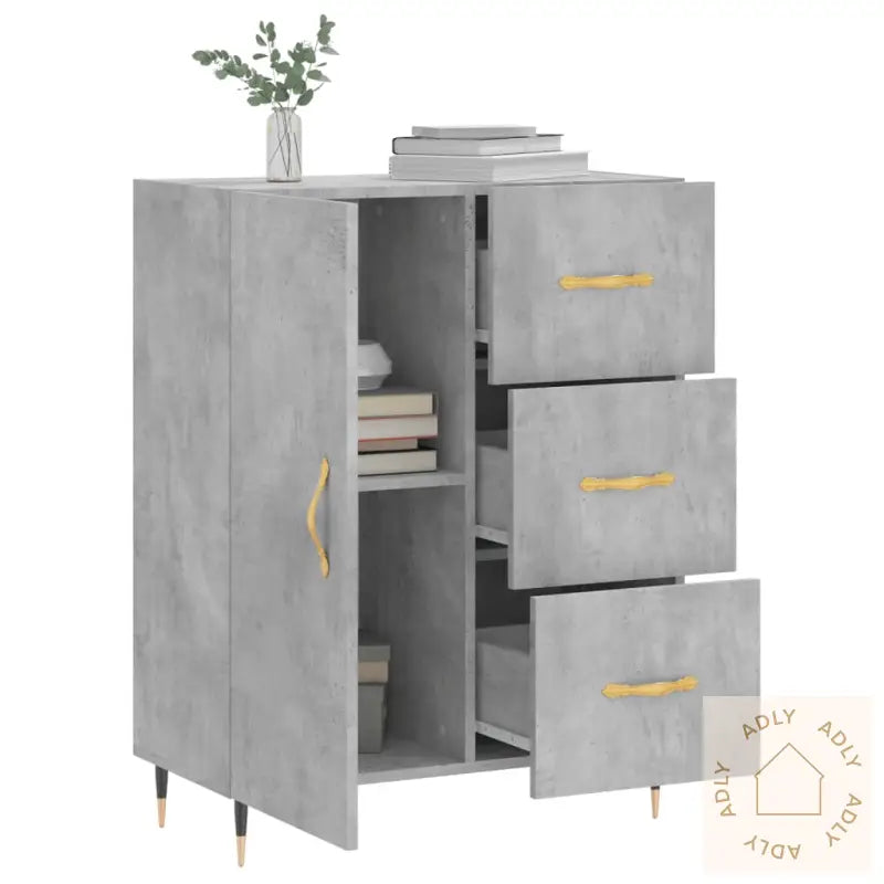 Skjenk Betonggrå 69,5X34X90 Cm Konstruert Tre