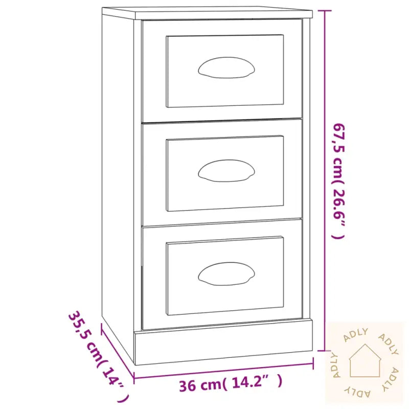 Skjenk Hvit 36X35,5X67,5 Cm Konstruert Tre