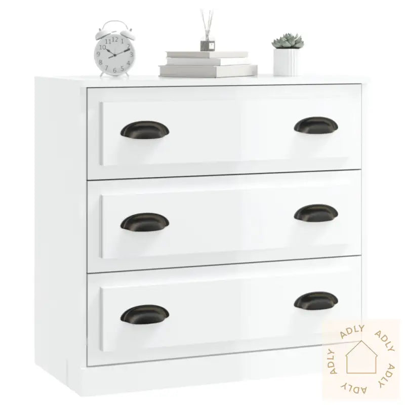 Skjenk Høyglans Hvit 70X35,5X67,5 Cm Konstruert Tre