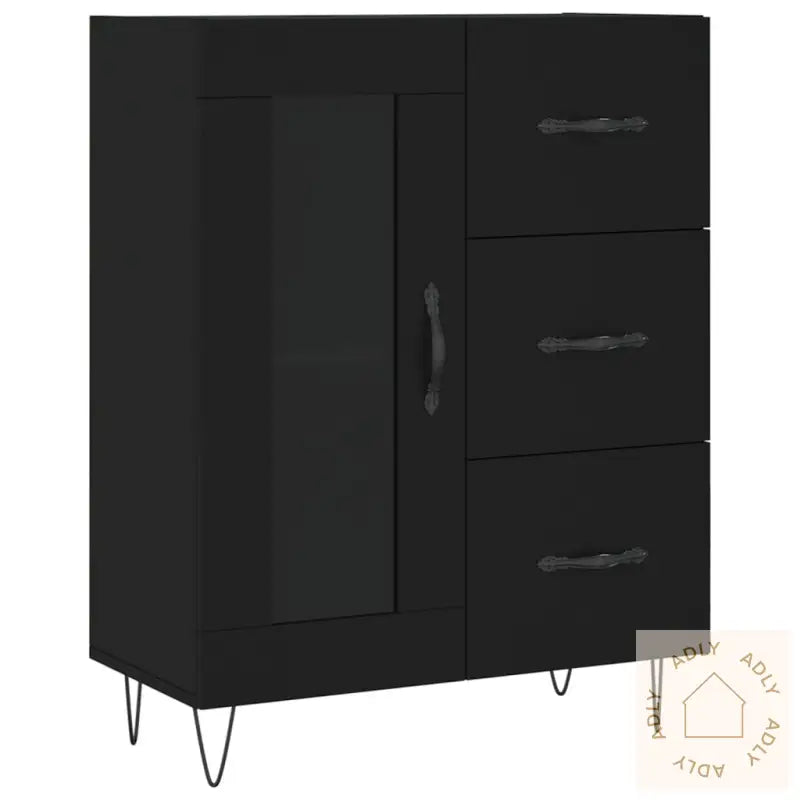 Skjenk Svart 69,5X34X90 Cm Konstruert Tre