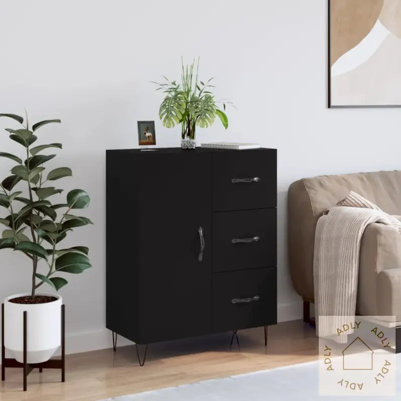 Skjenk Svart 69,5X34X90 Cm Konstruert Tre