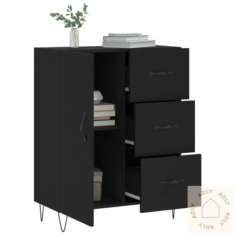 Skjenk Svart 69,5X34X90 Cm Konstruert Tre