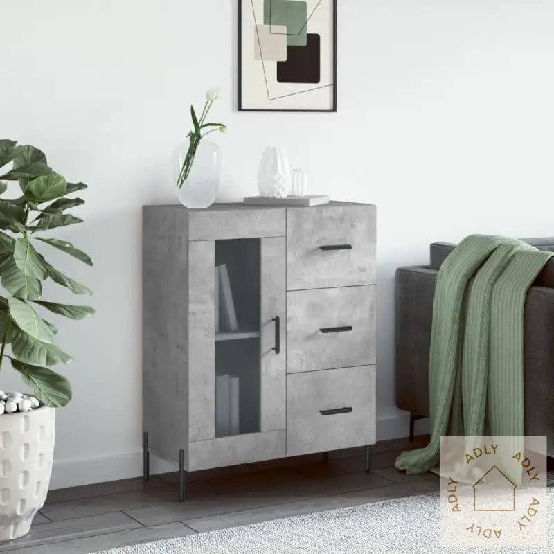 Skjenk Betonggrå 69,5X34X90 Cm Konstruert Tre