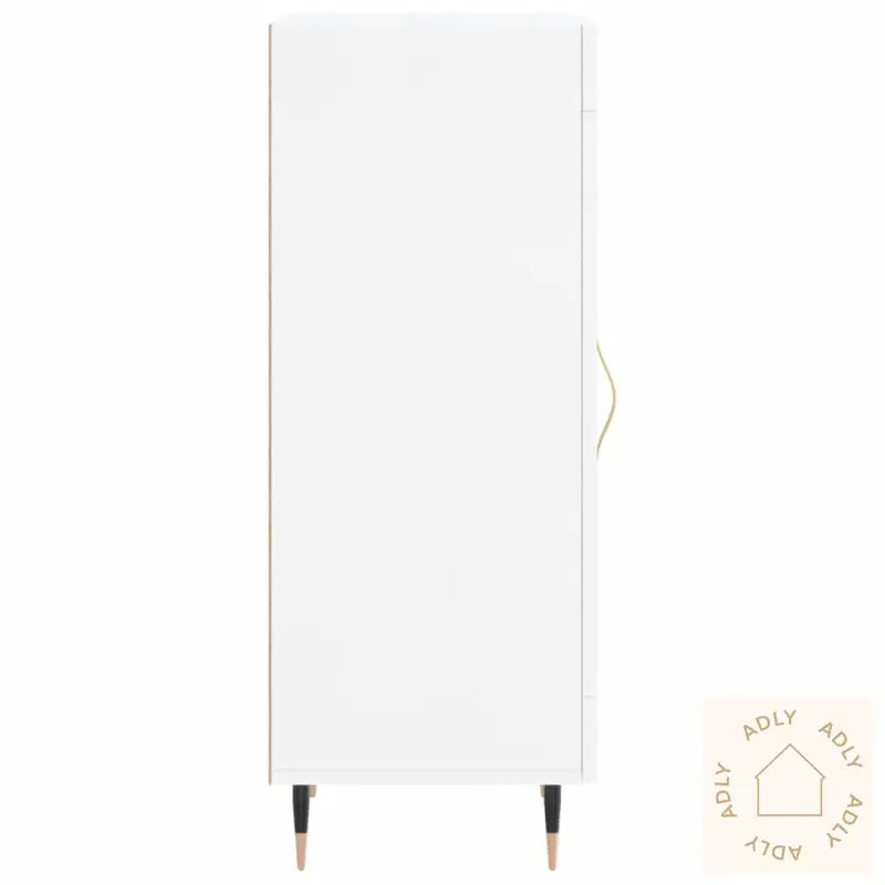 Skjenk Høyglans Hvit 34,5X34X90 Cm Konstruert Tre