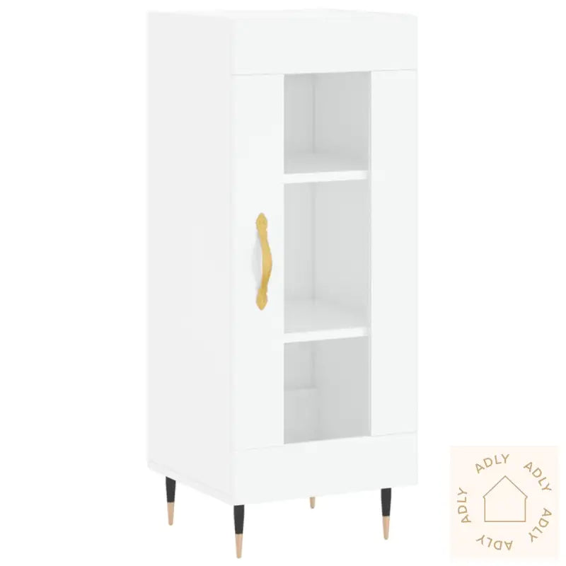 Skjenk Høyglans Hvit 34,5X34X90 Cm Konstruert Tre