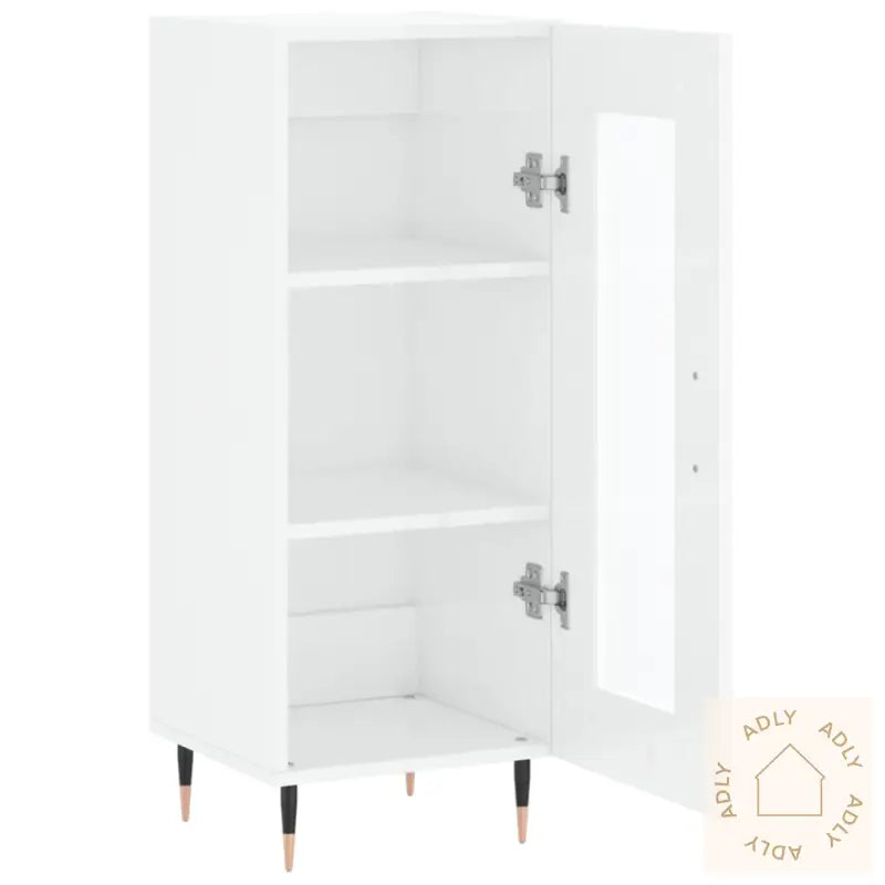 Skjenk Høyglans Hvit 34,5X34X90 Cm Konstruert Tre