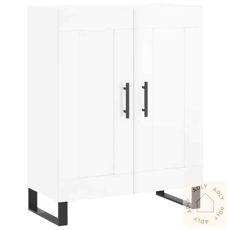 Skjenk Høyglans Hvit 69,5X34X90 Cm Konstruert Tre