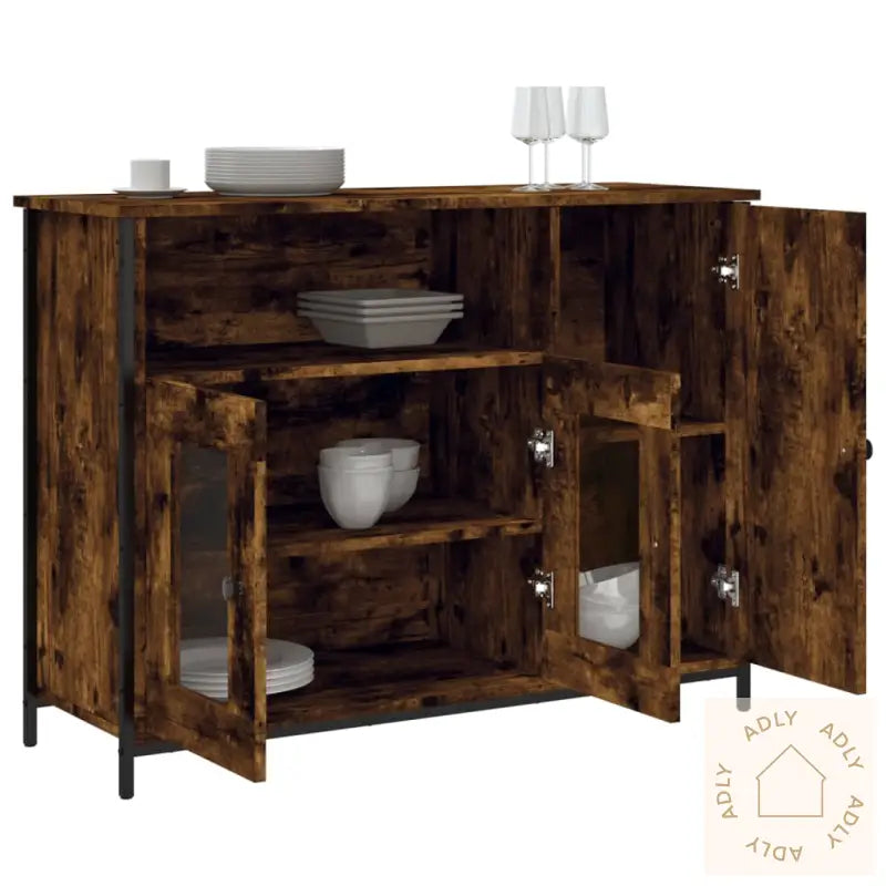 Skjenk Røkt Eik 100X35X75 Cm Konstruert Tre