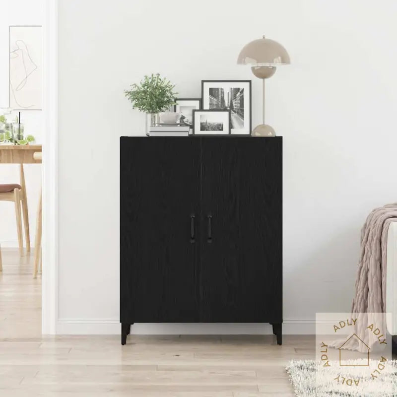 Skjenk Svart Eik 69,5X34X90 Cm Konstruert Tre