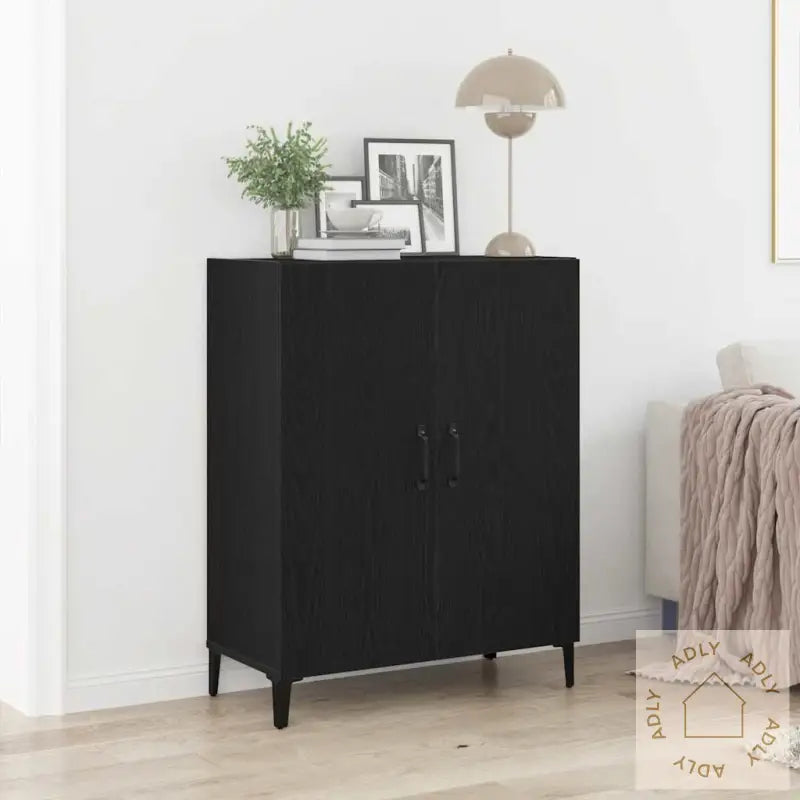 Skjenk Svart Eik 69,5X34X90 Cm Konstruert Tre