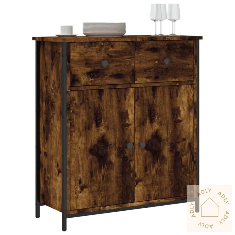 Skjenk Røkt Eik 70X30X80 Cm Konstruert Tre