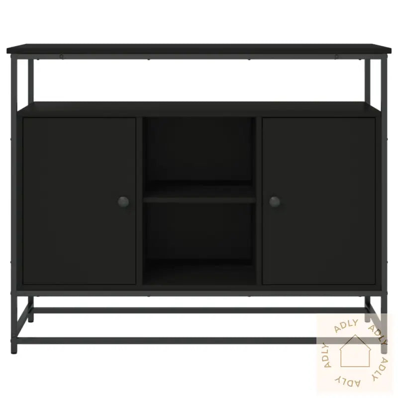 Skjenk Svart 100X35X80 Cm Konstruert Tre