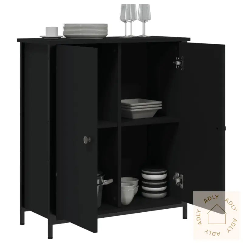 Skjenk Svart 70X30X80 Cm Konstruert Tre