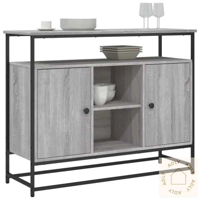 Skjenk Grå Sonoma 100X35X80 Cm Konstruert Tre