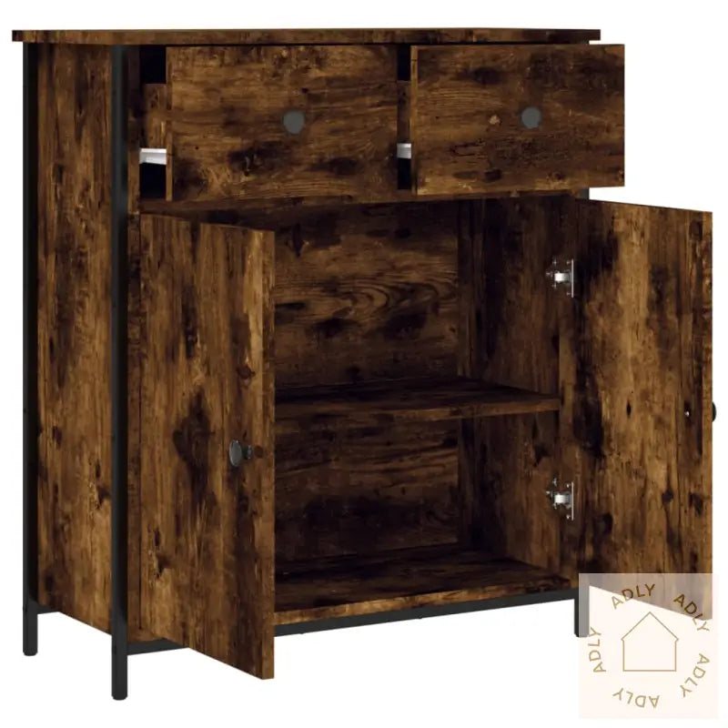 Skjenk Røkt Eik 70X30X80 Cm Konstruert Tre