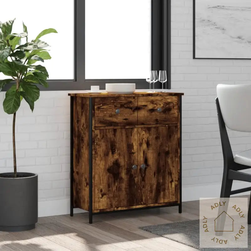 Skjenk Røkt Eik 70X30X80 Cm Konstruert Tre