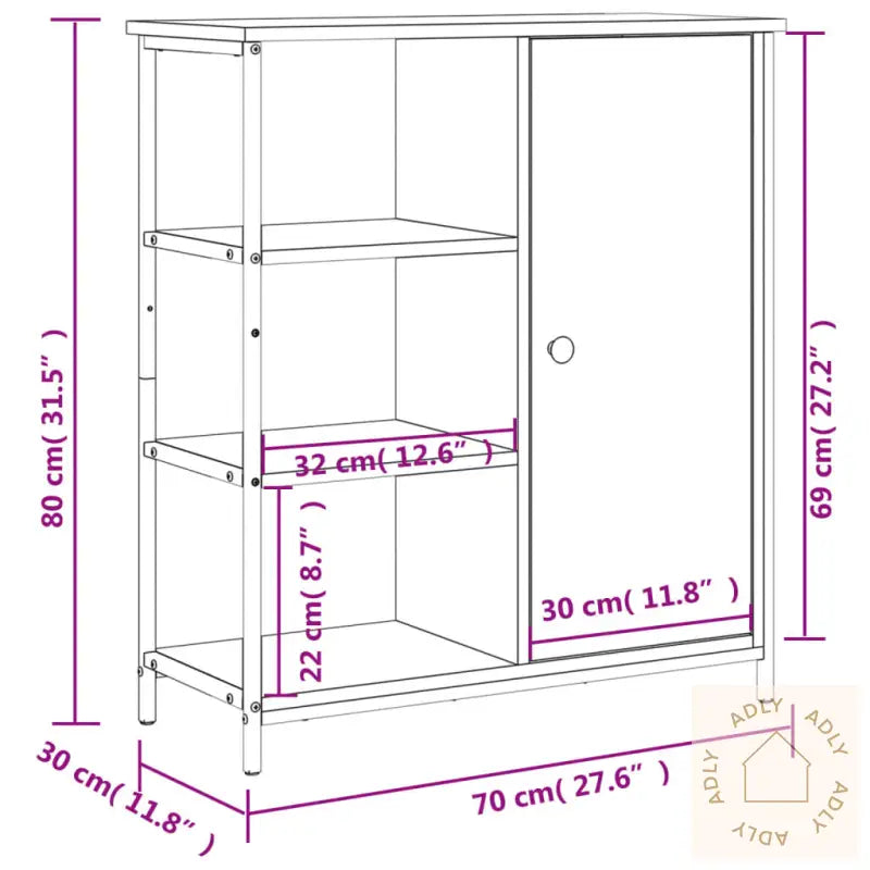 Skjenk Røkt Eik 70X30X80 Cm Konstruert Tre